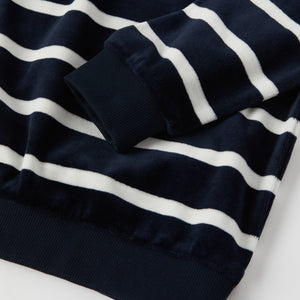 Blue Striped Velour Top from the Polarn O. Pyret kidswear collection. Clothes made using sustainably sourced materials.