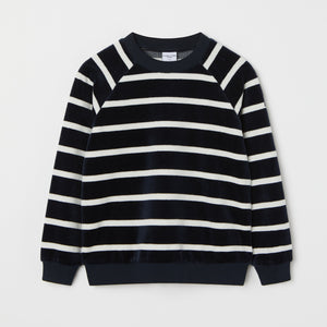 Blue Striped Velour Top from the Polarn O. Pyret kidswear collection. Clothes made using sustainably sourced materials.