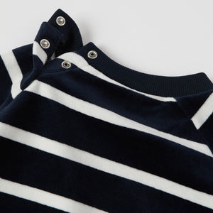 Blue Striped Velour Top from the Polarn O. Pyret kidswear collection. Clothes made using sustainably sourced materials.