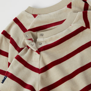 Red Striped Velour Top from the Polarn O. Pyret kidswear collection. Nordic kids clothes made from sustainable sources.