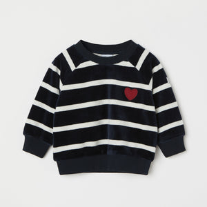 Blue Striped Velour Baby Top from the Polarn O. Pyret baby collection. Nordic kids clothes made from sustainable sources.