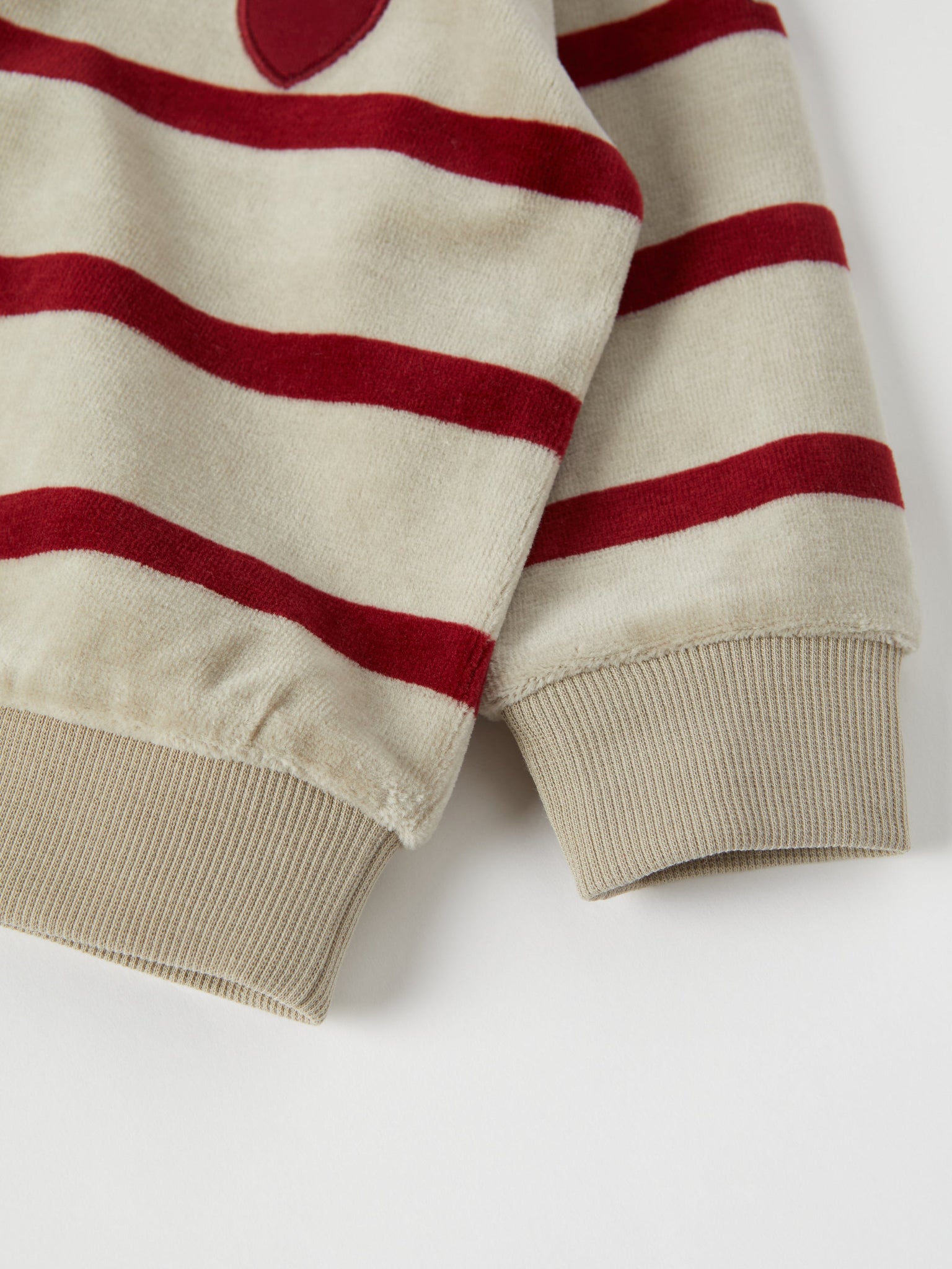 Red Striped Velour Baby Top from the Polarn O. Pyret baby collection. Ethically produced kids clothing.