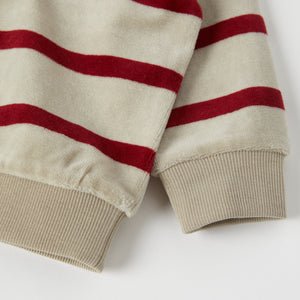 Red Striped Velour Baby Top from the Polarn O. Pyret baby collection. Ethically produced kids clothing.