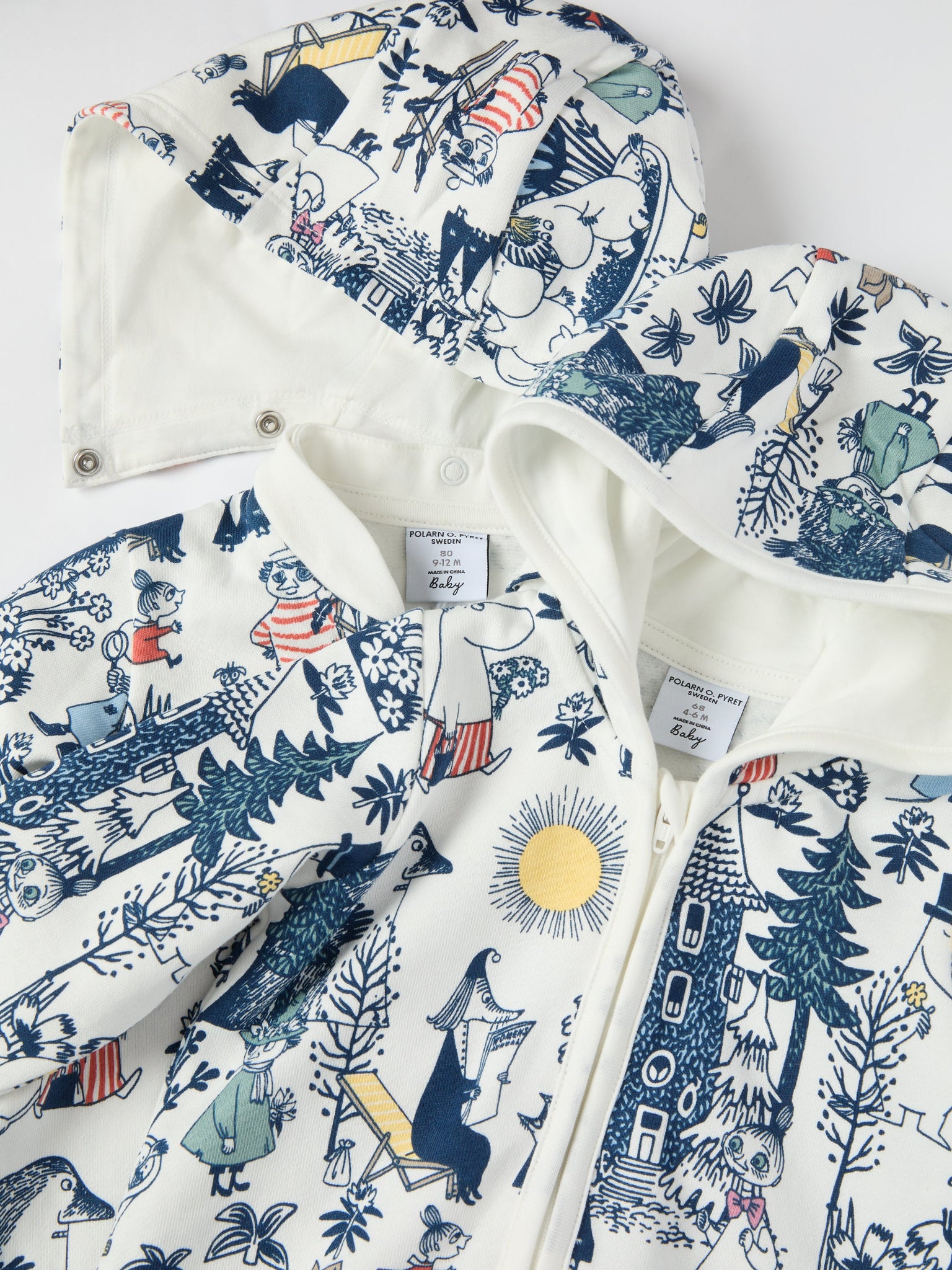 Moomin Print Baby All-in-one from the Polarn O. Pyret baby collection. Clothes made using sustainably sourced materials.