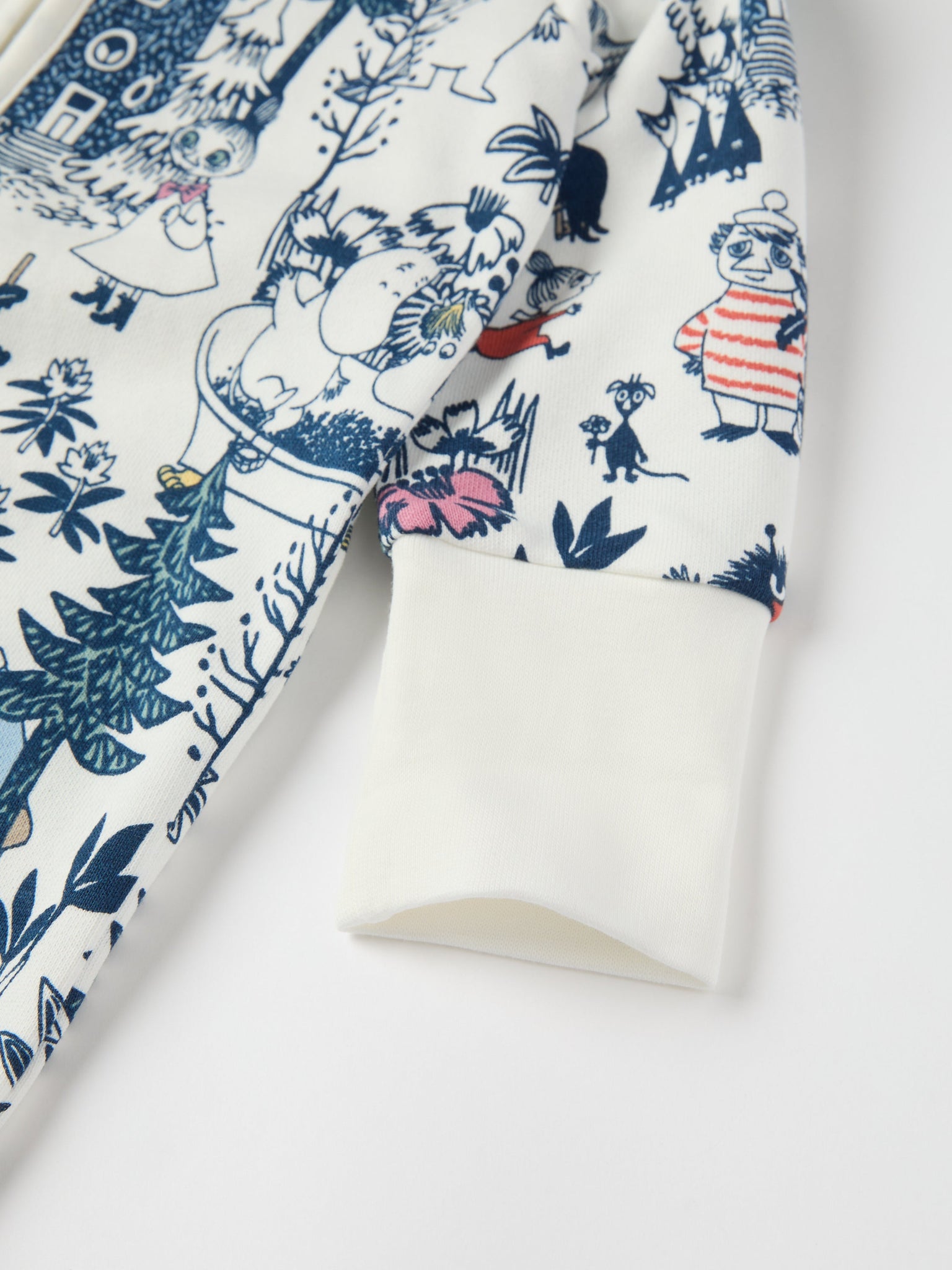 Moomin Print Baby All-in-one from the Polarn O. Pyret baby collection. Clothes made using sustainably sourced materials.