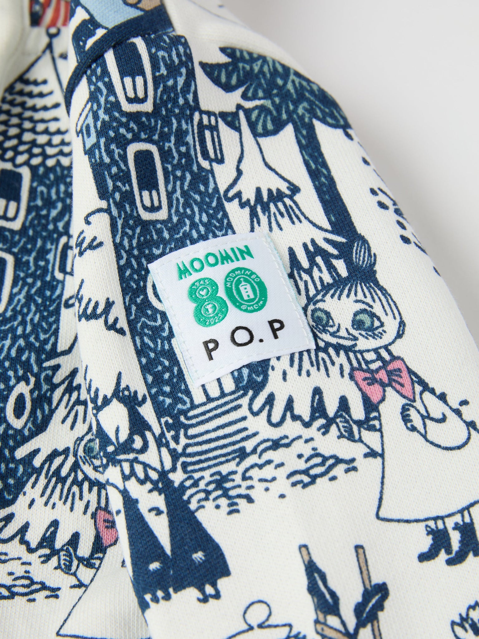 Moomin Print Baby All-in-one from the Polarn O. Pyret baby collection. Clothes made using sustainably sourced materials.