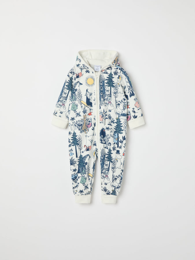 Moomin Print Baby All-in-one from the Polarn O. Pyret baby collection. Clothes made using sustainably sourced materials.