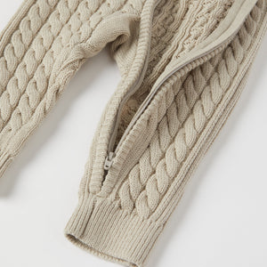 Cable Knit Baby Hooded All-in-one from the Polarn O. Pyret baby collection. Nordic kids clothes made from sustainable sources.