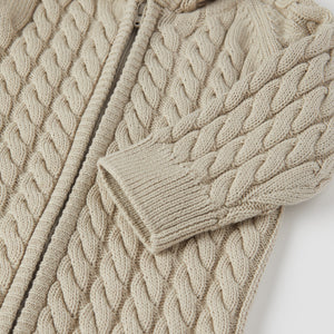 Cable Knit Baby Hooded All-in-one from the Polarn O. Pyret baby collection. Nordic kids clothes made from sustainable sources.