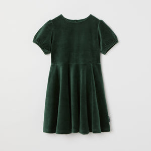 Green Velour Kids Dress from the Polarn O. Pyret kidswear collection. Nordic kids clothes made from sustainable sources.