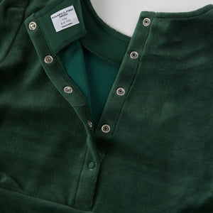 Green Velour Kids Dress from the Polarn O. Pyret kidswear collection. Nordic kids clothes made from sustainable sources.