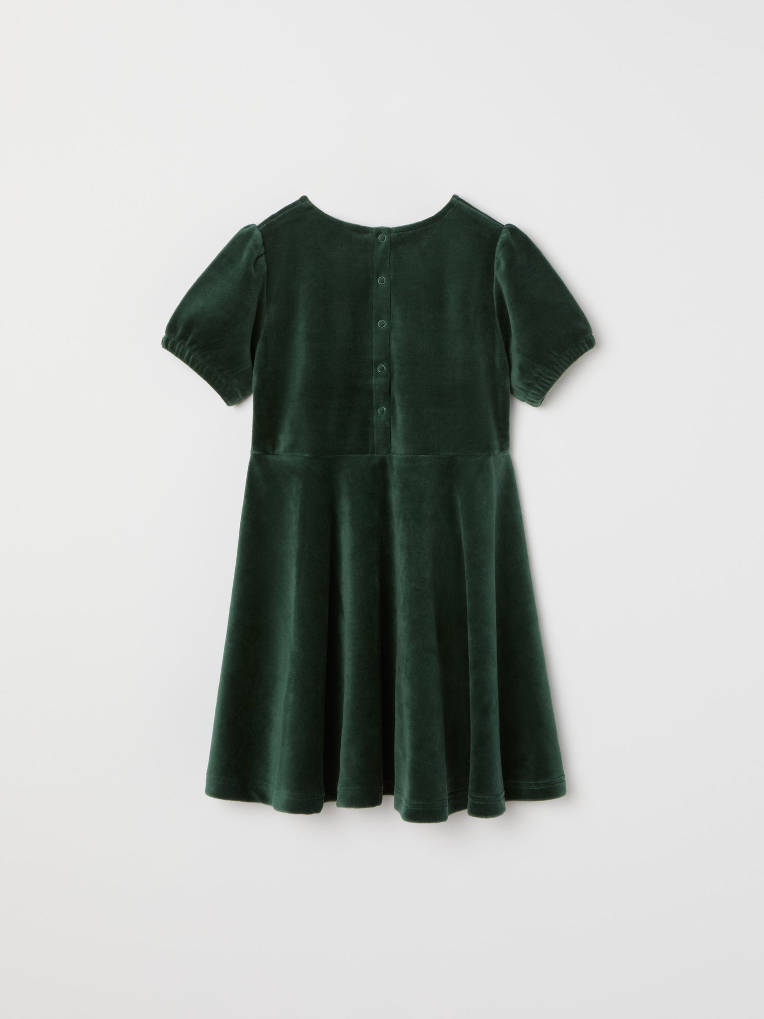 Green Velour Kids Dress from the Polarn O. Pyret kidswear collection. Nordic kids clothes made from sustainable sources.