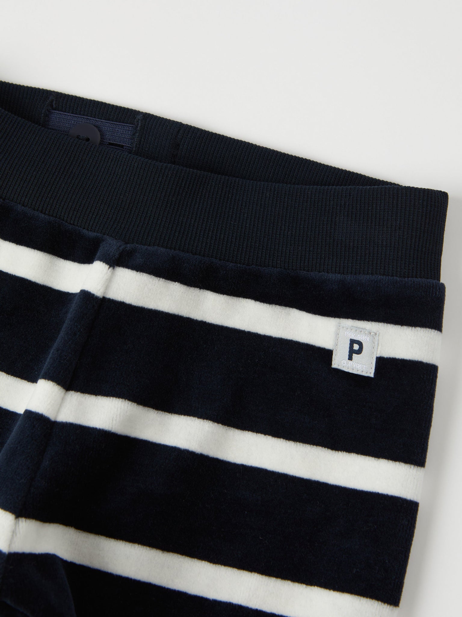 Blue Striped Velour Baby Trousers from the Polarn O. Pyret baby collection. Nordic kids clothes made from sustainable sources.