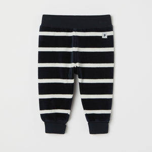 Blue Striped Velour Baby Trousers from the Polarn O. Pyret baby collection. Nordic kids clothes made from sustainable sources.