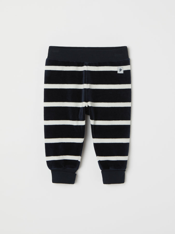 Blue Striped Velour Baby Trousers from the Polarn O. Pyret baby collection. Nordic kids clothes made from sustainable sources.