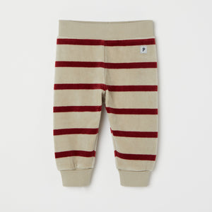 Red Striped Velour Baby Trousers from the Polarn O. Pyret baby collection. Ethically produced kids clothing.