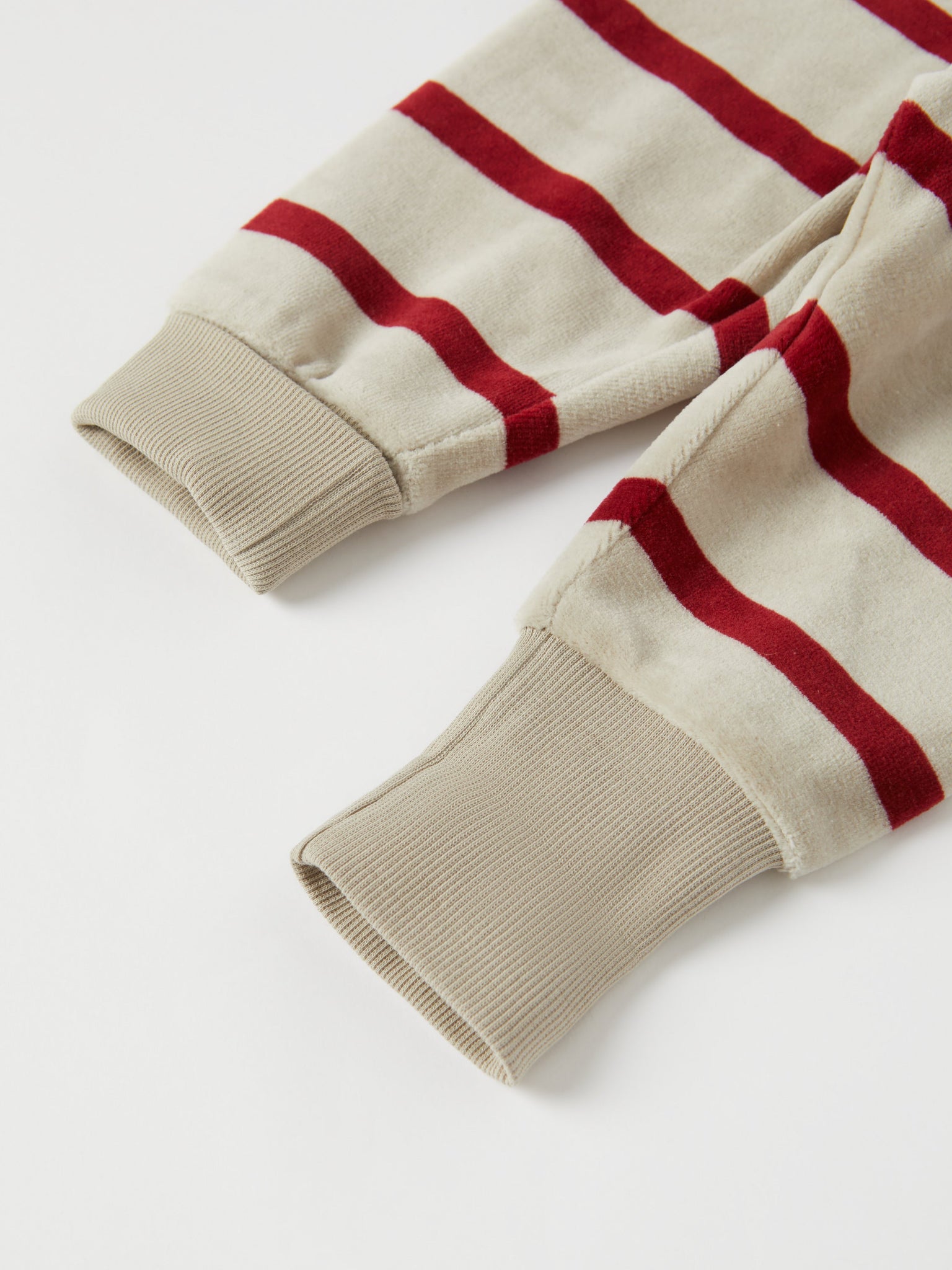 Red Striped Velour Baby Trousers from the Polarn O. Pyret baby collection. Ethically produced kids clothing.