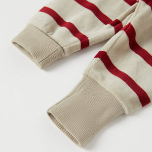 Red Striped Velour Baby Trousers from the Polarn O. Pyret baby collection. Ethically produced kids clothing.