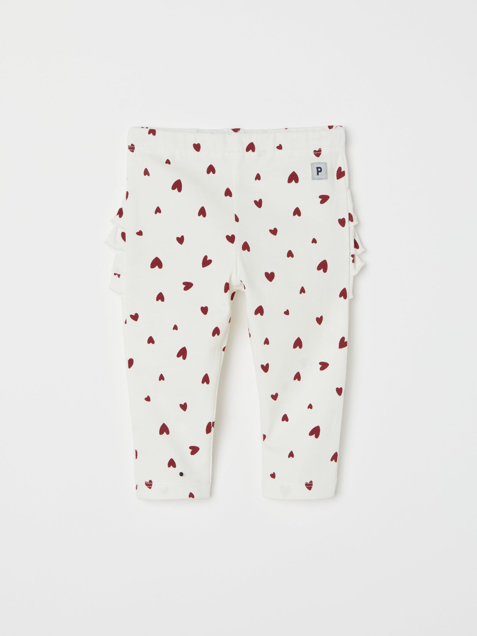 Heart Print Ruffled Baby Leggings from the Polarn O. Pyret baby collection. Ethically produced kids clothing.