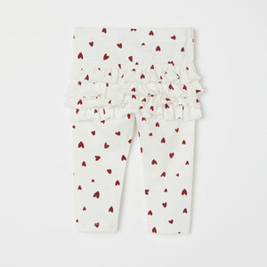 Heart Print Ruffled Baby Leggings from the Polarn O. Pyret baby collection. Ethically produced kids clothing.