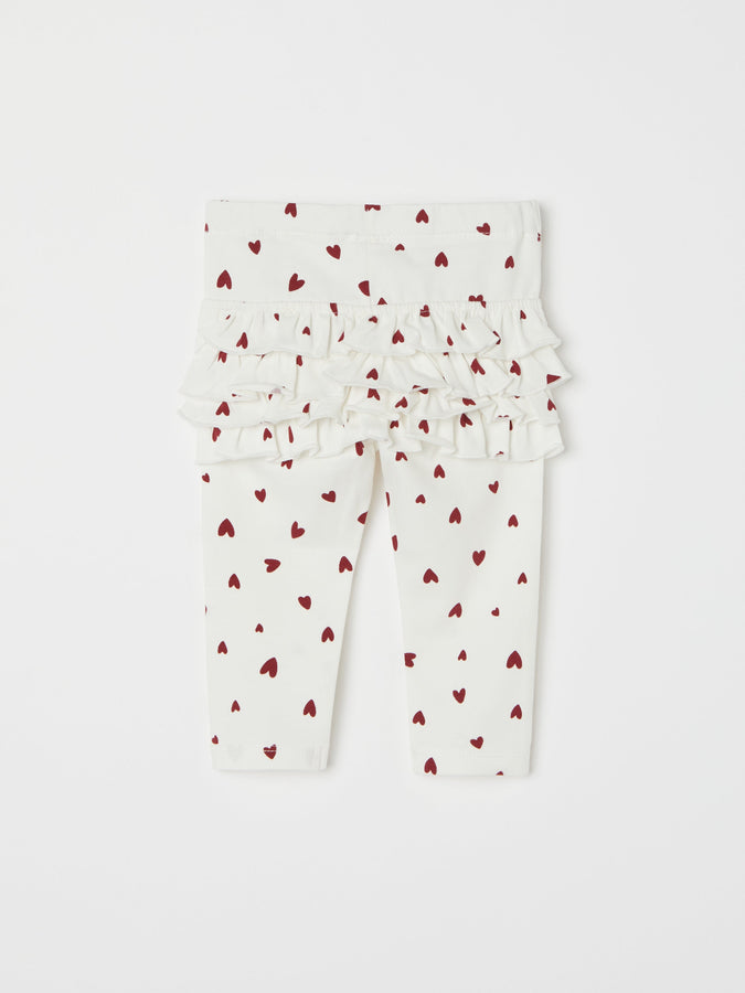 Heart Print Ruffled Baby Leggings from the Polarn O. Pyret baby collection. Ethically produced kids clothing.