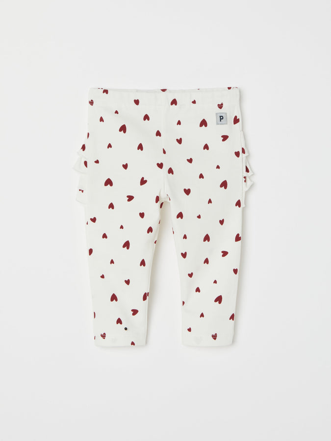 Heart Print Ruffled Baby Leggings from the Polarn O. Pyret baby collection. Ethically produced kids clothing.