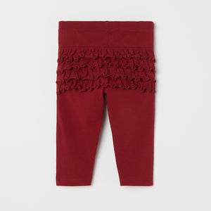 Red Ruffled Baby Leggings from the Polarn O. Pyret baby collection. Clothes made using sustainably sourced materials.