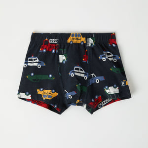 Organic Cotton Car Print Boys Boxers from the Polarn O. Pyret kidswear collection. Clothes made using sustainably sourced materials.