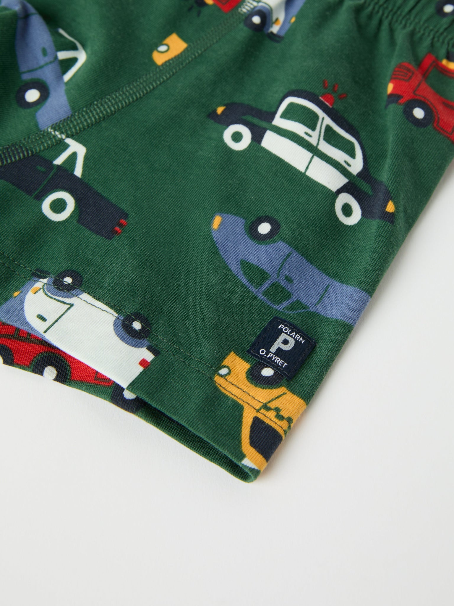 Organic Cotton Car Print Boys Boxers from the Polarn O. Pyret kidswear collection. Nordic kids clothes made from sustainable sources.