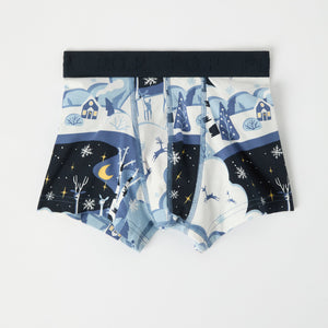 Christmas Print Boys Boxers from the Polarn O. Pyret kidswear collection. Ethically produced kids clothing.