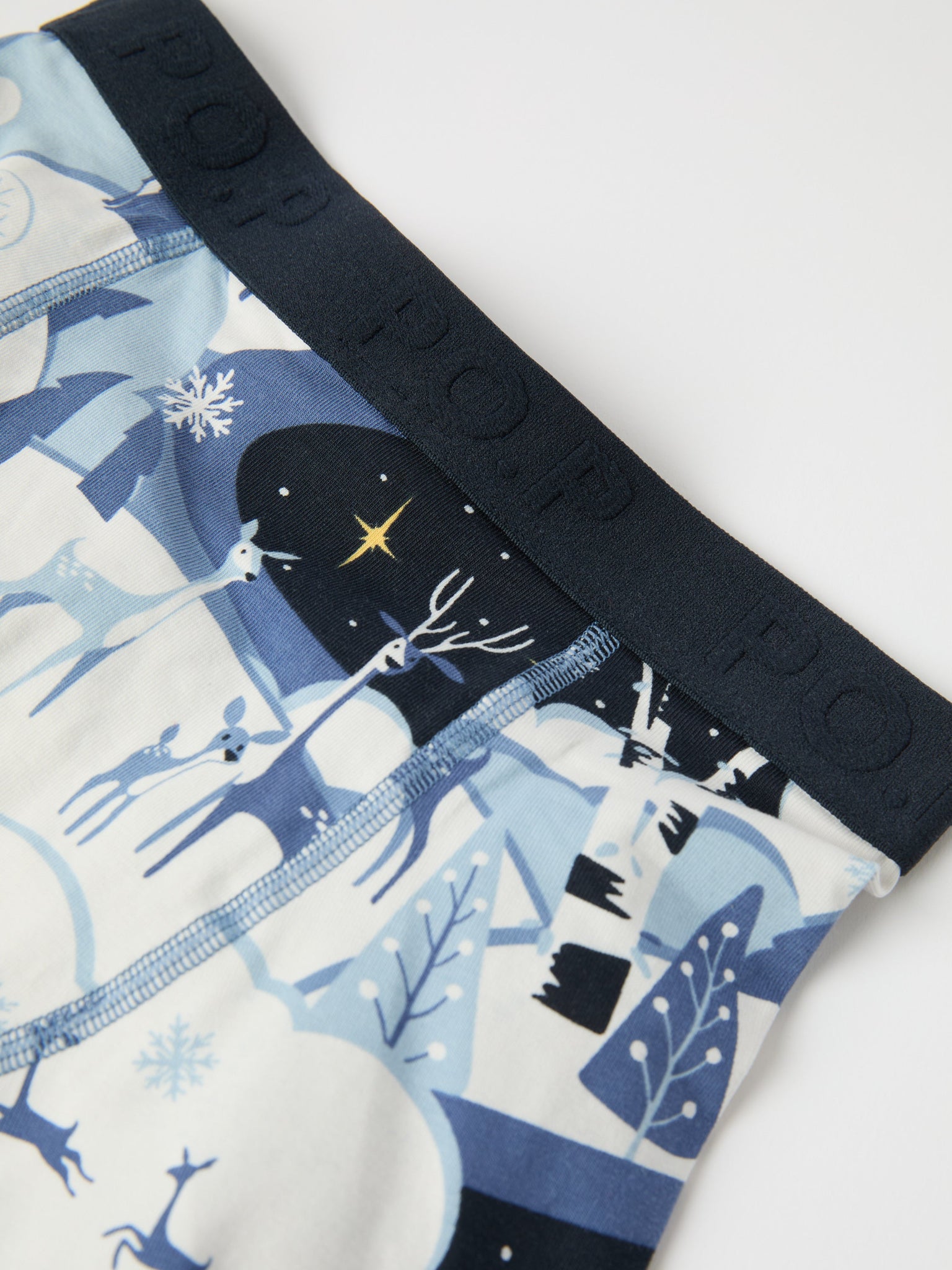 Christmas Print Boys Boxers from the Polarn O. Pyret kidswear collection. Ethically produced kids clothing.