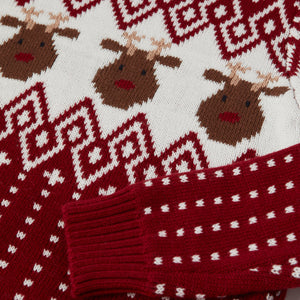 Red Reindeer Fairisle Kids Jumper from the Polarn O. Pyret kidswear collection. Nordic kids clothes made from sustainable sources.