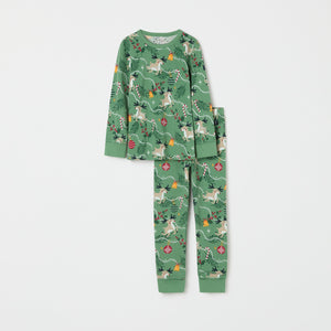 Reindeer Print Kids Pyjamas from the Polarn O. Pyret kidswear collection. Clothes made using sustainably sourced materials.