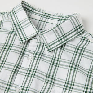 Green Cotton Checked Kids Shirt from the Polarn O. Pyret kidswear collection. Nordic kids clothes made from sustainable sources.