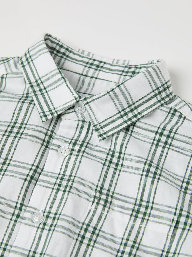 Green Cotton Checked Kids Shirt from the Polarn O. Pyret kidswear collection. Nordic kids clothes made from sustainable sources.