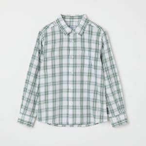 Green Cotton Checked Kids Shirt from the Polarn O. Pyret kidswear collection. Nordic kids clothes made from sustainable sources.