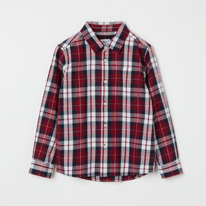 Red Cotton Checked Kids Shirt from the Polarn O. Pyret kidswear collection. Ethically produced kids clothing.