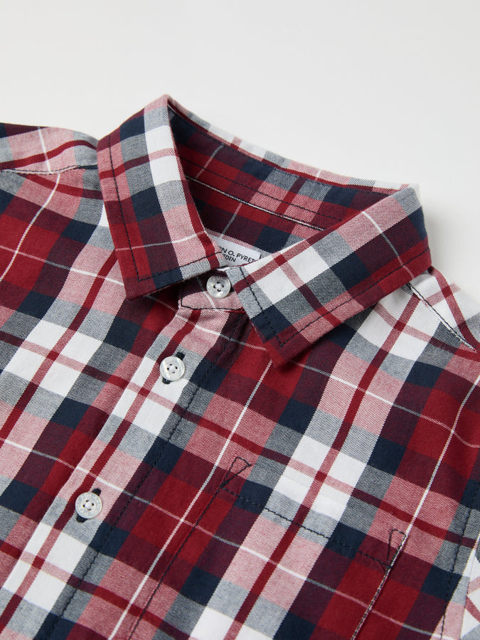 Red Cotton Checked Kids Shirt from the Polarn O. Pyret kidswear collection. Ethically produced kids clothing.