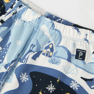 Winter Forest Print Kids Pyjamas from the Polarn O. Pyret kidswear collection. Clothes made using sustainably sourced materials.