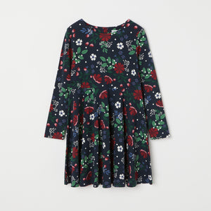 Blue Festive Floral Print Kids Dress from the Polarn O. Pyret kidswear collection. Ethically produced kids clothing.