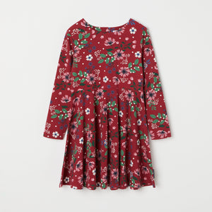 Festive Floral Print Kids Dress from the Polarn O. Pyret kidswear collection. Nordic kids clothes made from sustainable sources.