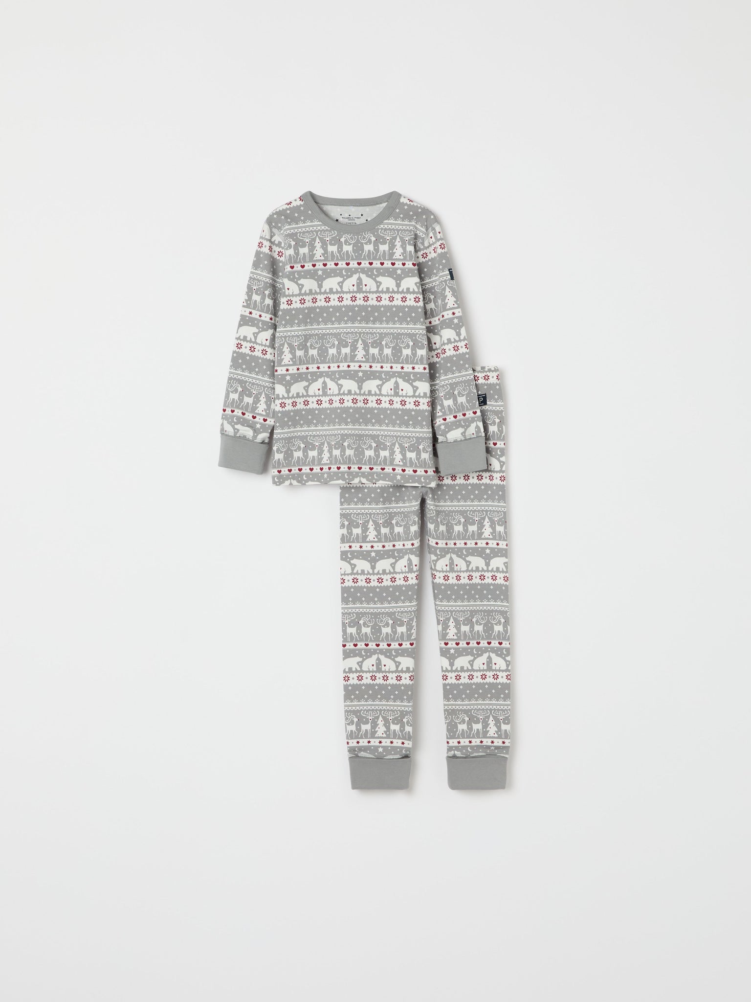 Nordic Christmas Print Kids Pyjamas from the Polarn O. Pyret kidswear collection. Nordic kids clothes made from sustainable sources.