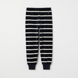 Navy Striped Velour Leggings from the Polarn O. Pyret kidswear collection. Nordic kids clothes made from sustainable sources.