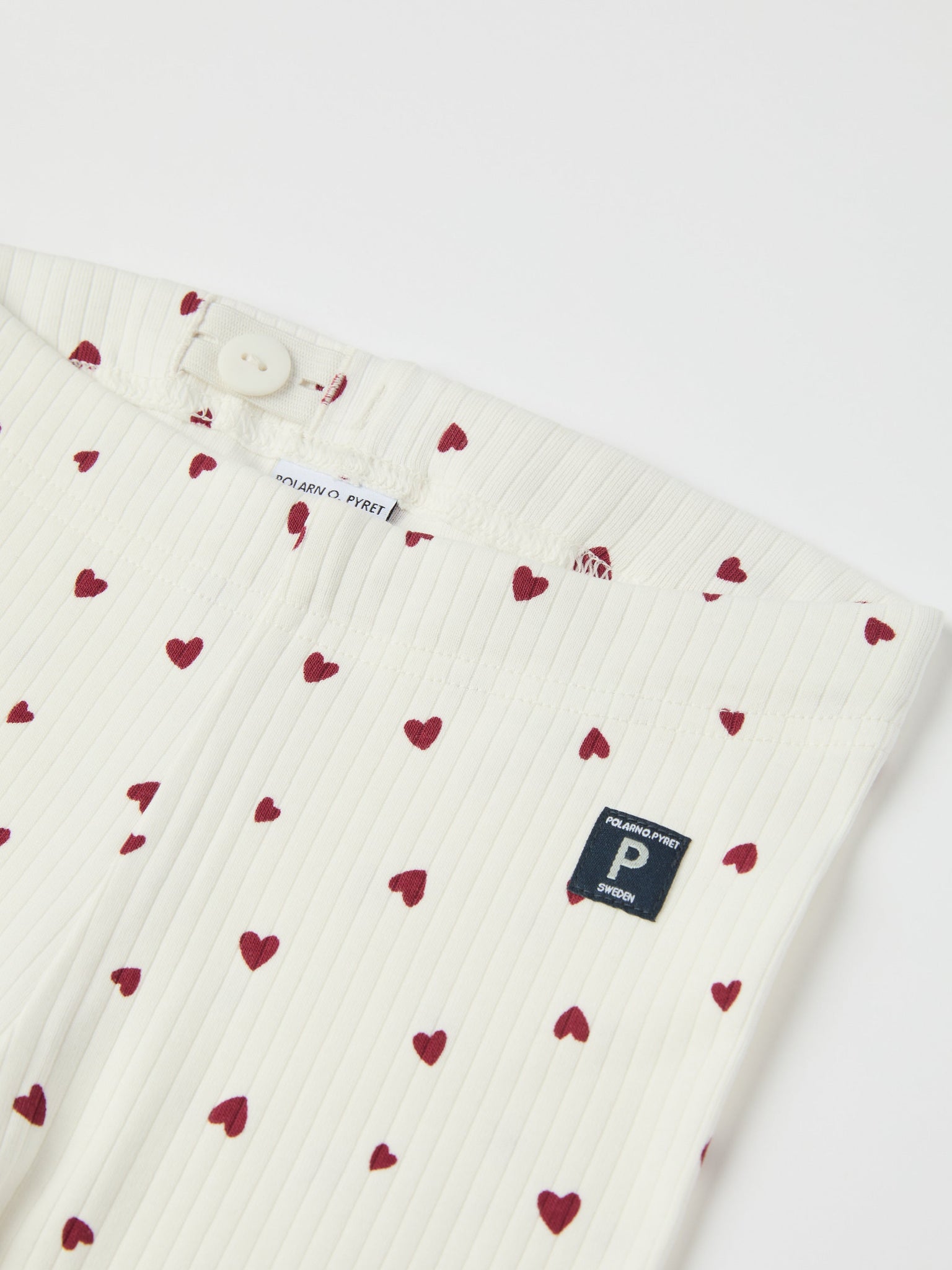 Ribbed Heart Print Leggings from the Polarn O. Pyret kidswear collection. Ethically produced kids clothing.