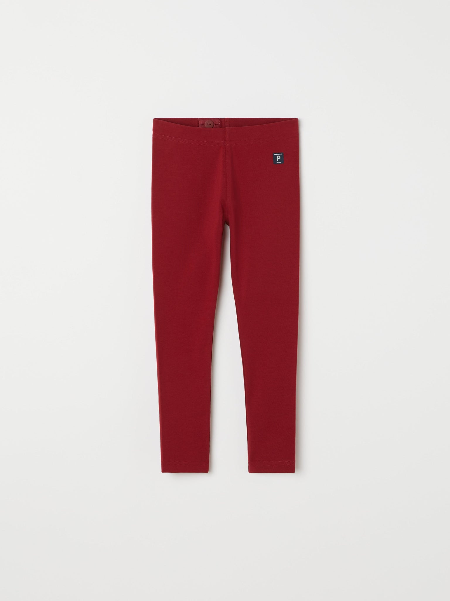 Red Organic Cotton Kids Leggings from the Polarn O. Pyret kidswear collection. Clothes made using sustainably sourced materials.