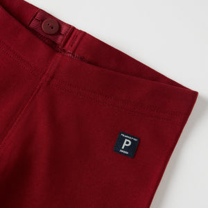 Red Organic Cotton Kids Leggings from the Polarn O. Pyret kidswear collection. Clothes made using sustainably sourced materials.