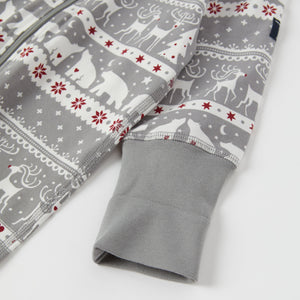 Nordic Christmas Print Baby Sleepsuit from the Polarn O. Pyret baby collection. Ethically produced kids clothing.