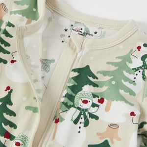 Nordic Forest Print Baby Sleepsuit from the Polarn O. Pyret baby collection. Clothes made using sustainably sourced materials.