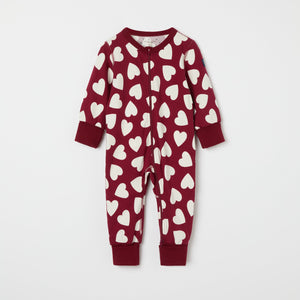 Heart Print Baby Sleepsuit from the Polarn O. Pyret baby collection. Ethically produced kids clothing.