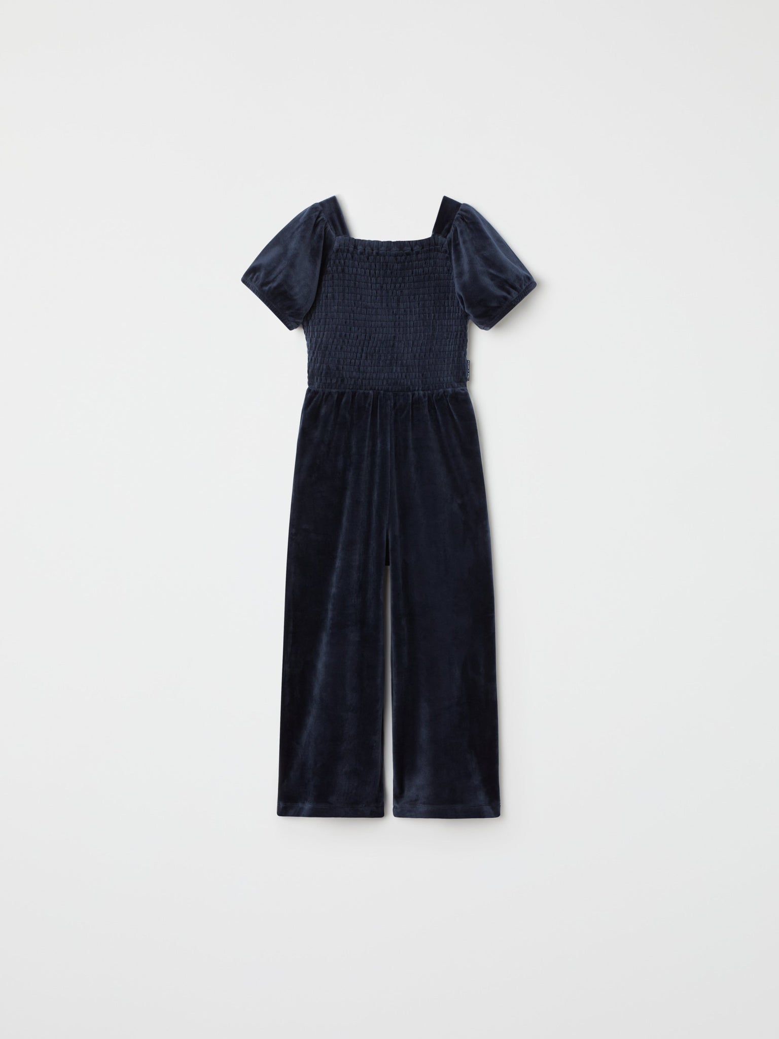 Navy Velour Kids Jumpsuit from the Polarn O. Pyret kidswear collection. Ethically produced kids clothing.